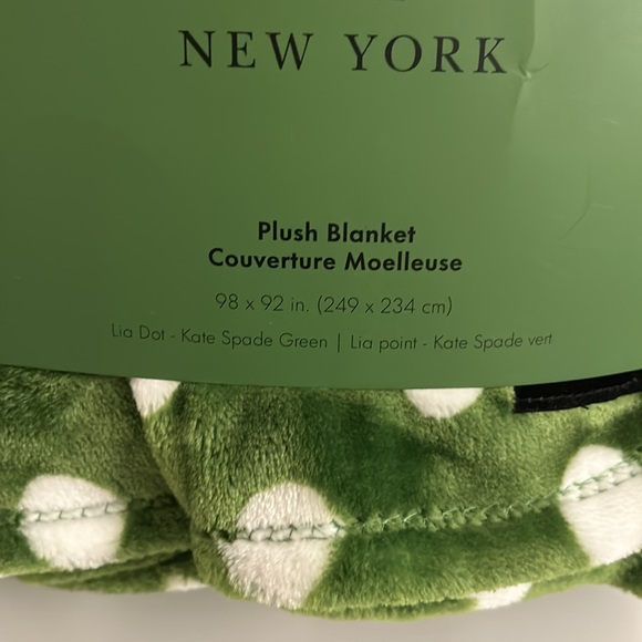 Kate Spade Queen Plush Blanket - Lia Dot - Green Polka Dot - Picture 2 of 3